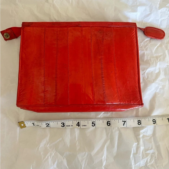 Summer Boho Red Genuine Eel Skin Leather Zipper Cluth - Picture 12 of 13